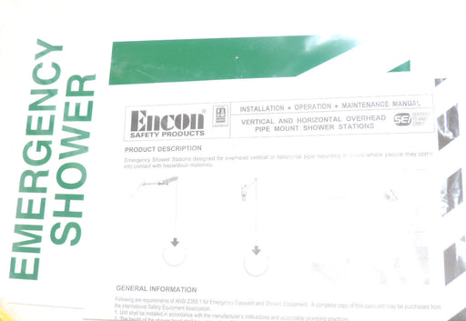 NEW ENCON 1054003 EMERGENCY VERTICAL AND HORIZONTAL OVERHEAD PIPE MOUNT SHOWER