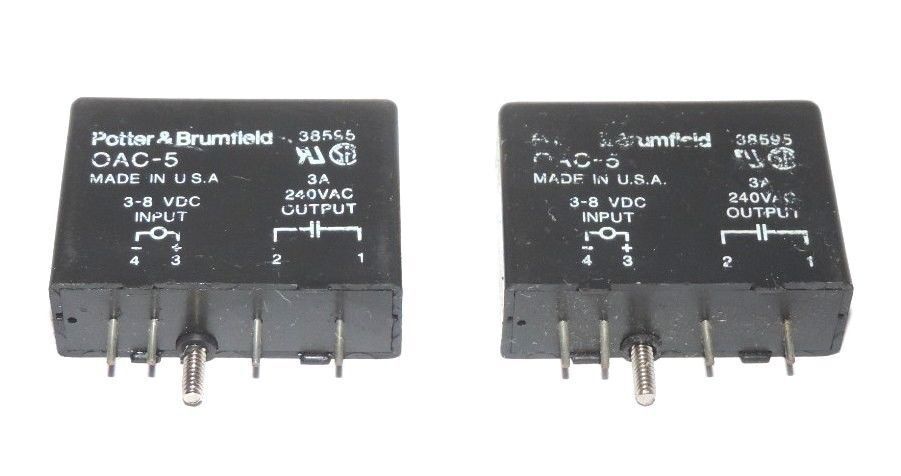 LOT OF 2 POTTER & BRUMFIELD OAC-5 I/O MODULES 3A, 240VAC OAC5