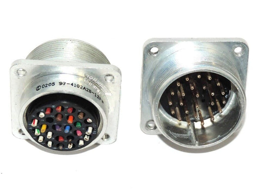 LOT OF 2 AMPHENOL 97-4102A28-12PW 26 POINT ALUMINUM FEMALE CONNECTORS