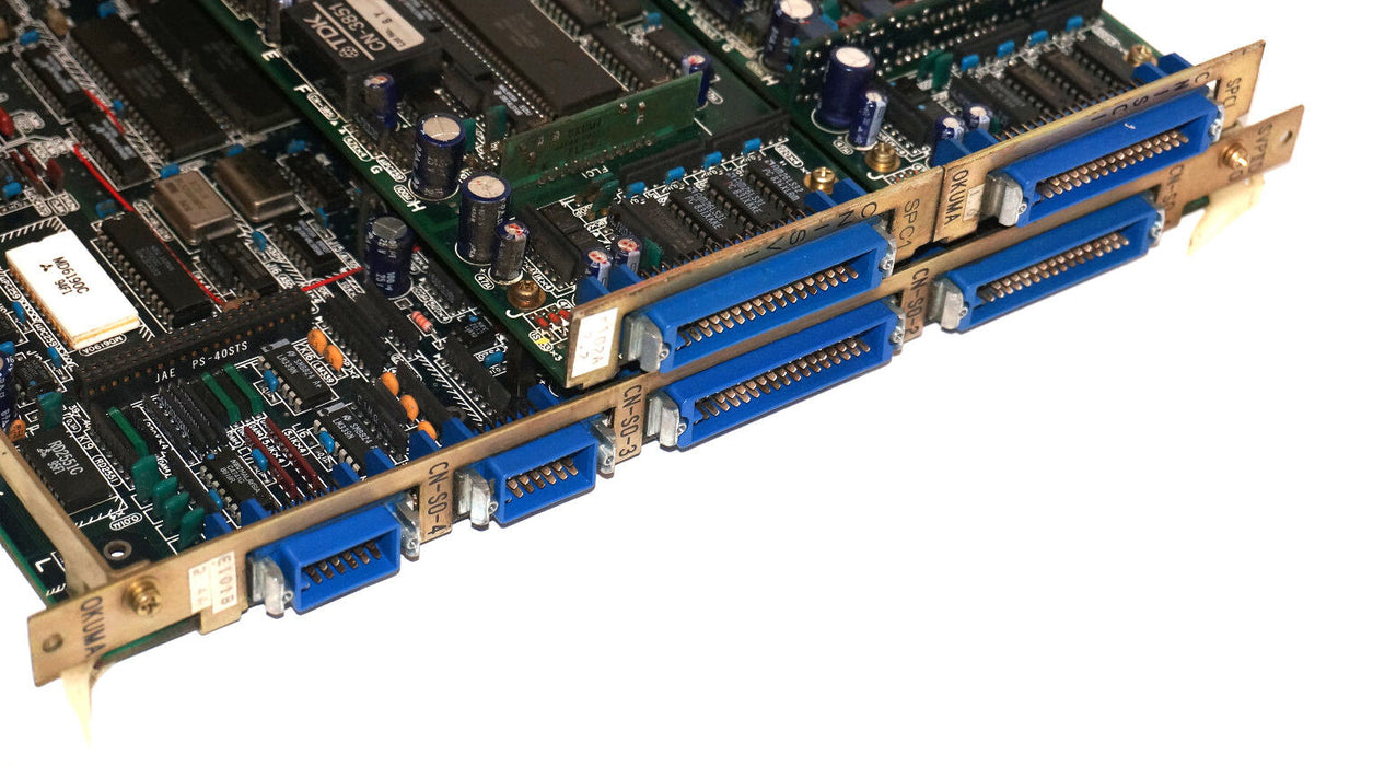 OKUMA E4809-045-109-C OPUS 5000-II SVP BOARD W/ 2 E4809-045-110-C SPC1 BOARDS