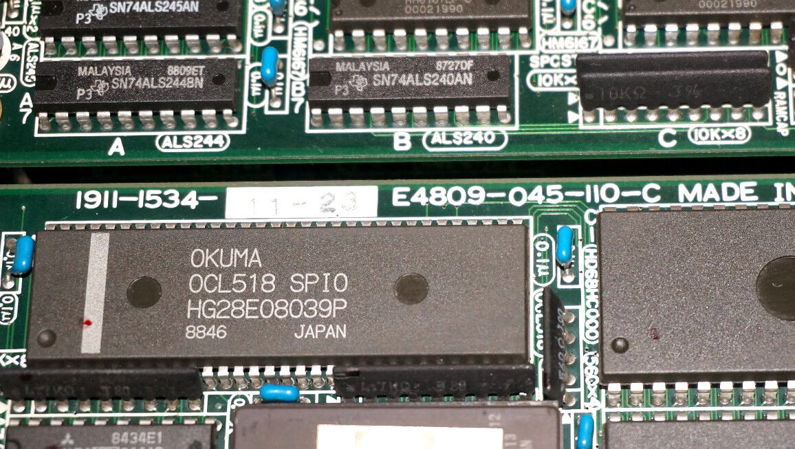 OKUMA E4809-045-109-C OPUS 5000-II SVP BOARD W/ 2 E4809-045-110-C SPC1 BOARDS