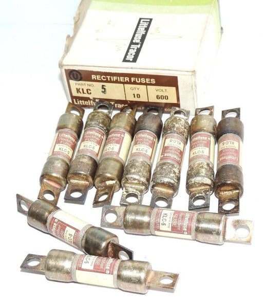 BOX OF 10 LITTLEFUSE KLC-5 RECTIFIER FUSES KLC5, 600 VAC