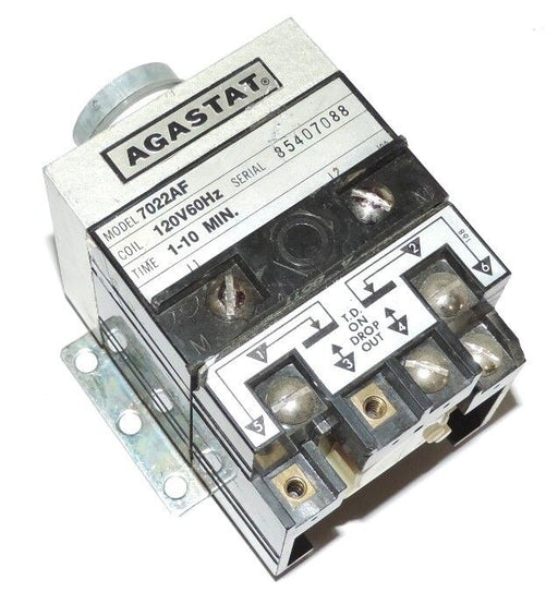 LOT OF 4 AGASTAT 7022AF TIME DELAY RELAYS, 120 V, 60 HZ, 1-10 MINUTES, W/O DIALS