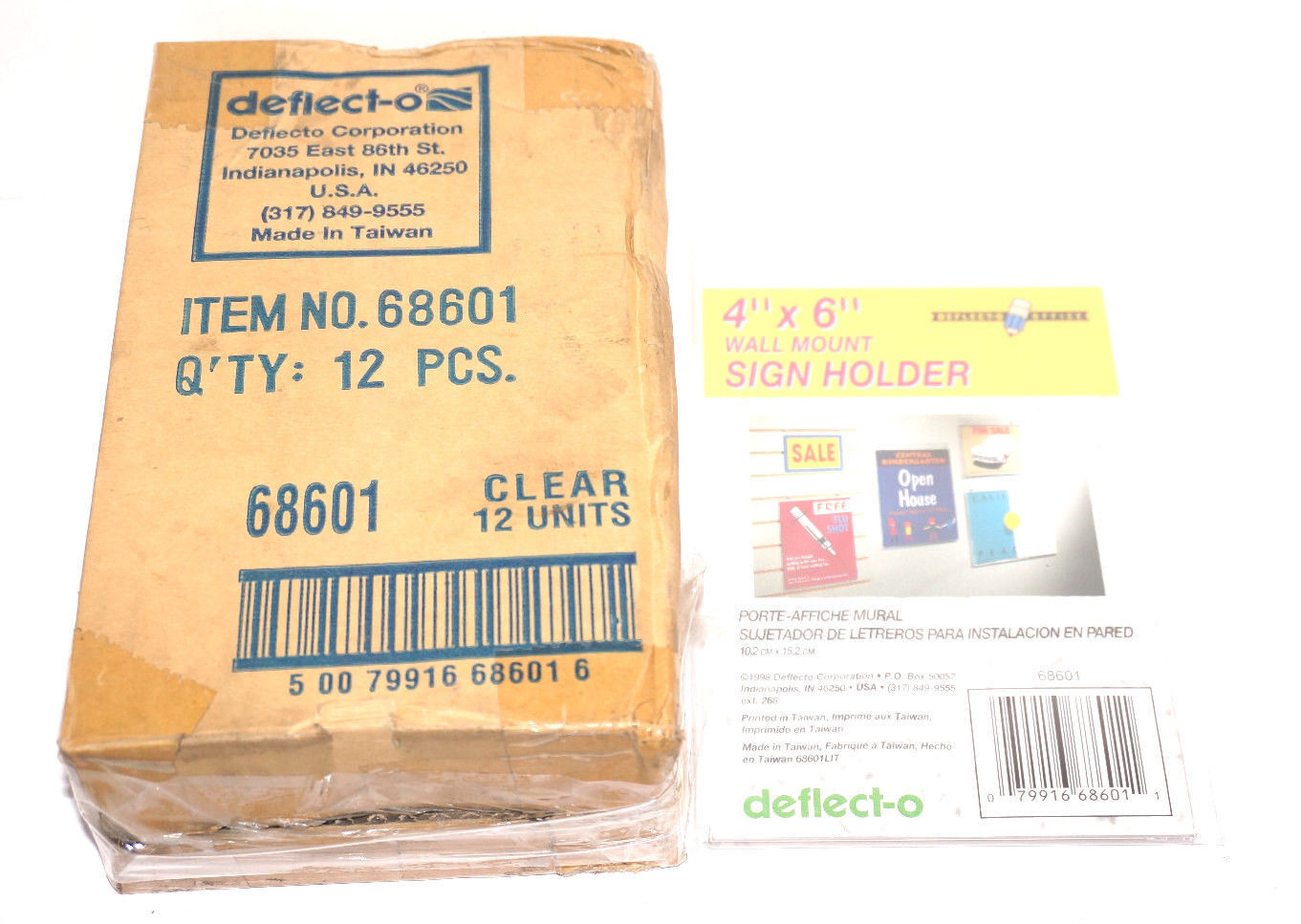 LOT OF 21 BOXES OF 12 NEW DEFLECT-O WALL MOUNT SIGN HOLDERS 10.2CMX15.2CM 68601