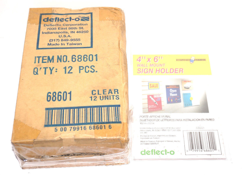 LOT OF 21 BOXES OF 12 NEW DEFLECT-O WALL MOUNT SIGN HOLDERS 10.2CMX15.2CM 68601