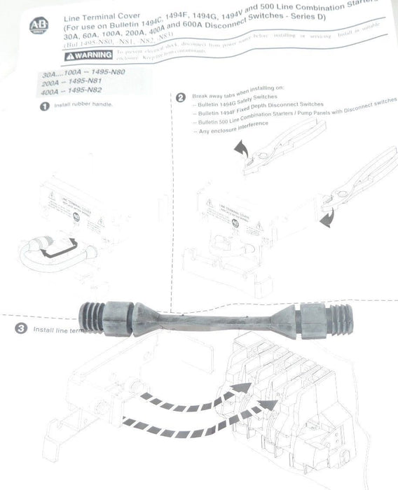 NEW ALLEN BRADLEY RUBBER HANDLE FOR LINE TERMINAL COVER 5'' LONG