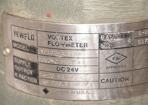 JOHNSON YOKOGAWA YF102-ALSB1A-S3S3-C/FMF/SCT VORTEX FLOWMETER DC24V 4-20MADC