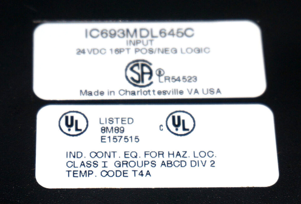 GE FANUC IC693MDL645C INPUT MODULE 16PT POS/NEG LOGIC