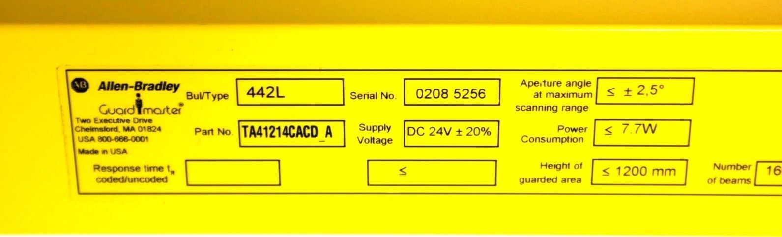 ALLEN BRADLEY 442L-TA41214CACD /442L-RA41214CBCD SafeShield LIGHT CURTAIN SET