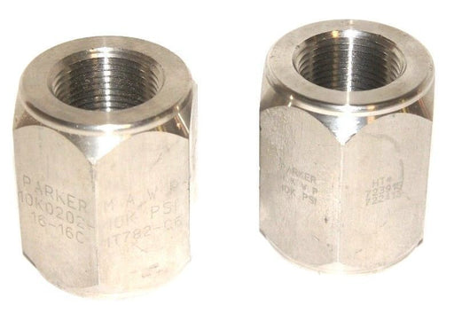 LOT OF 2 NEW PARKER 10K0202-16-16C COUPLING, HIGH PRESSURE NIPPLE, 10K PSI, 1"