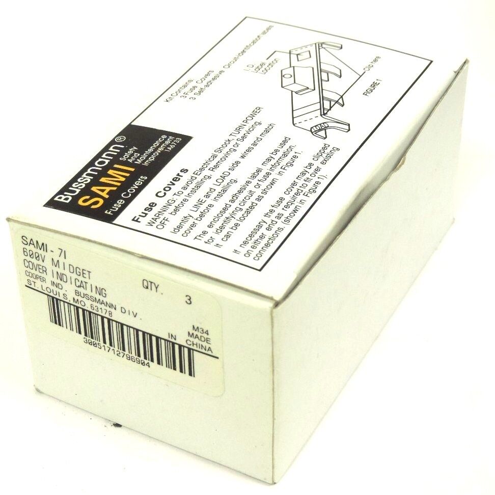 NIB COOPER BUSSMANN SAMI-7I MIDGET COVER INDICATING 600V (BOX OF 3)