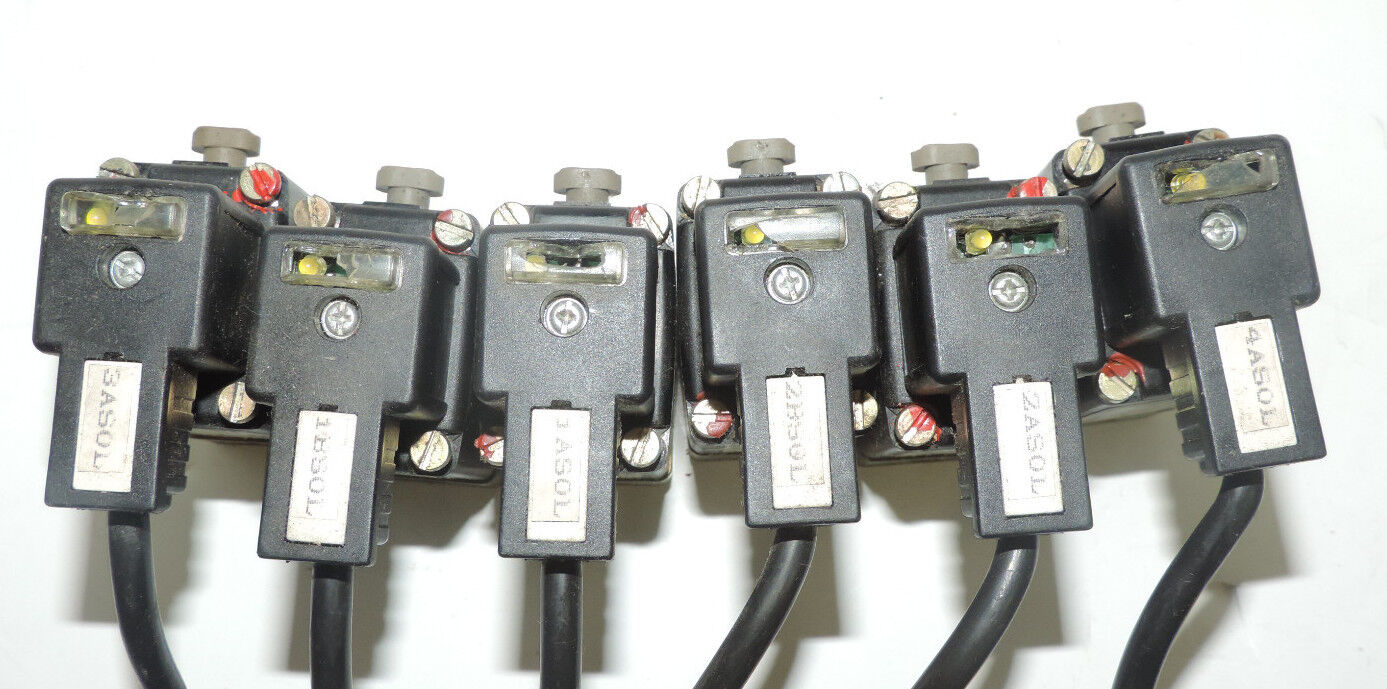 LOT OF 6 BURKERT 0331 SOLENOID VAVLVES WITH CNE MA6-V5 CONNECTOR CABLES