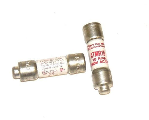 LOT OF 2 FERRAZ SHAWMUT ATMR10 FUSES, 10 AMP, 600 V, ATM-R-10