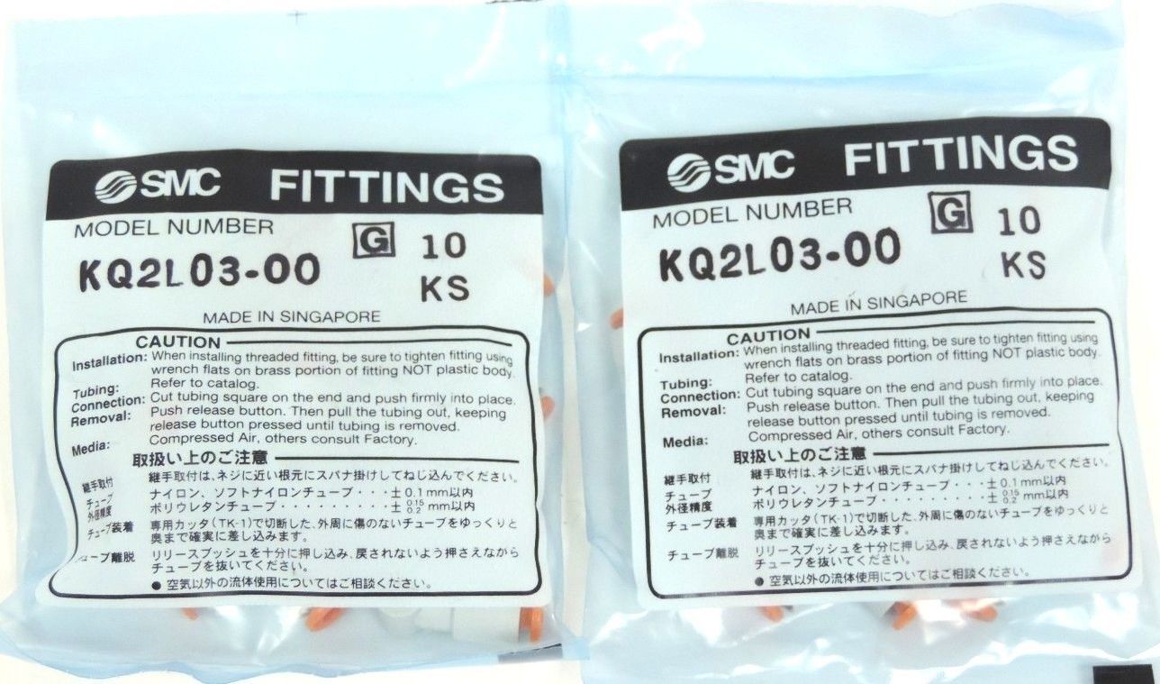 LOT OF 20 NEW SMC KQ2L03-00 UNION ELBOW FITTINGS KQ2L0300