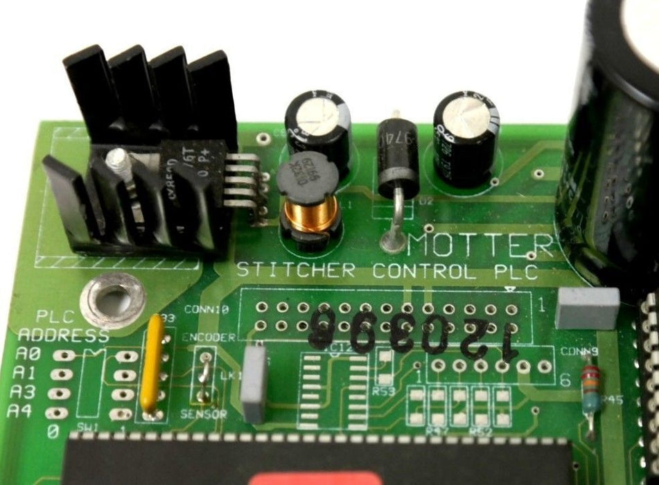 MOTTER PCB 19/014 STITCHER CONTROL PLC BOARD 120396 W/TRANSFORMER 40/3697