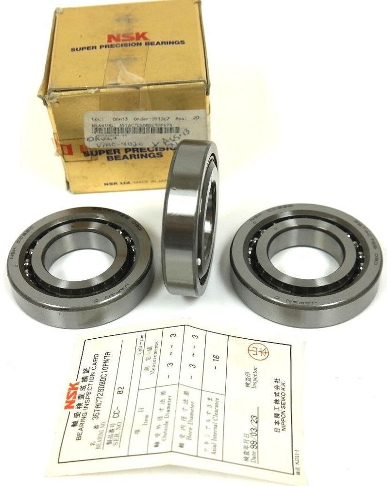 NIB NSK 35TAC72BDBDC10PN7A SUPER PRECISION BEARING, 35TAC72B, CONTAINS 3 IN BOX