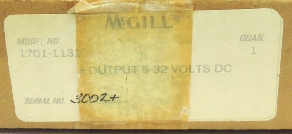 MCGILL 1701-1131 OUTPUT BOARD 5-32 VOLTS DC 17011131 REV. F (IN BOX)