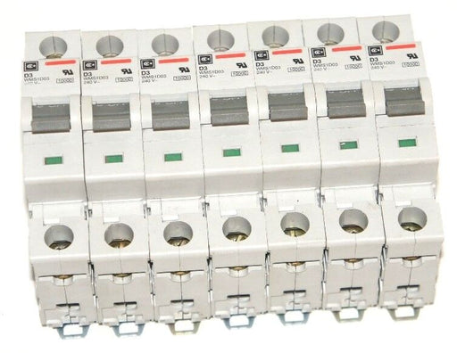 LOT OF 7 CUTLER HAMMER WMS1D03 CIRCUIT BREAKERS, 3AMP, 1POLE, 240 V