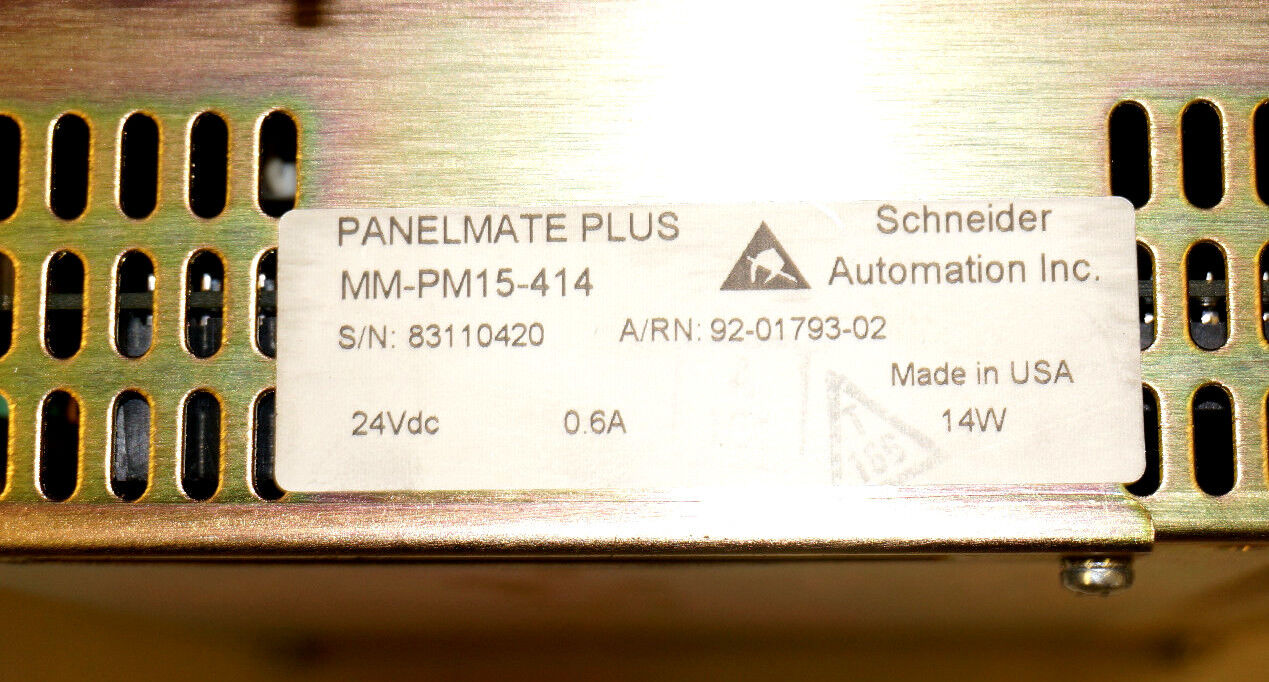 MODICON/TELEMECANIQUE MM-PM15-414 PANELMATE PLUS A/RN: 92-01793-02, 24VDC, 0.6A