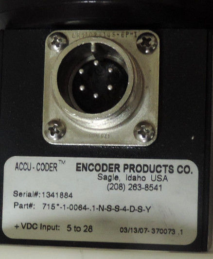 ACCU-CODER INCREMENTAL SHAFT ENCODER 715-1-0064-1-N-S-S-4-D-S-Y, 5-28 VDC INPUT