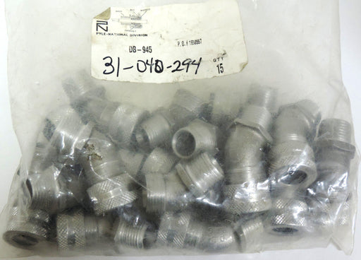 LOT OF 15 PYLE NATIONAL DB-945 1/2" 45 DEG. STRAIN RELIEF CORD GRIPS 3/8" - 1/2"