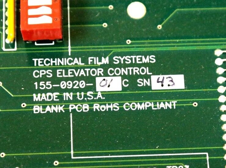 TECHNICAL FILM SYSTEMS 155-0920-01 CPS ELEVATOR CONTROL BOARD 155092001