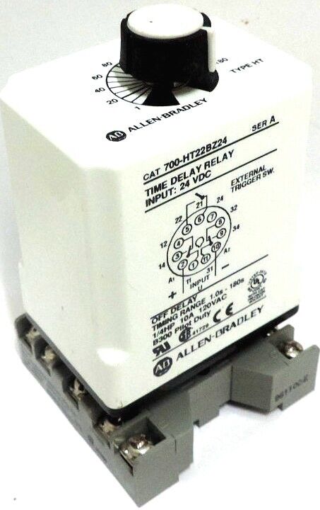 ALLEN BRADLEY 700-HT22BZ24 SER. A TIME DELAY RELAY W/ DAYTON 6X156E SOCKET