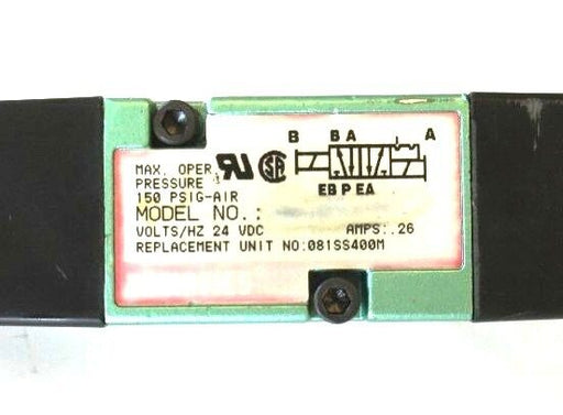 NUMATICS 081SS400M SOLENOID VALVE 150PSI 0.26 AMP WITH 225-285B COILS 6.3 WATTS