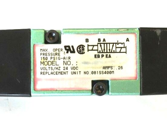 NUMATICS 081SS400M SOLENOID VALVE 150PSI 0.26 AMP WITH 225-285B COILS 6.3 WATTS