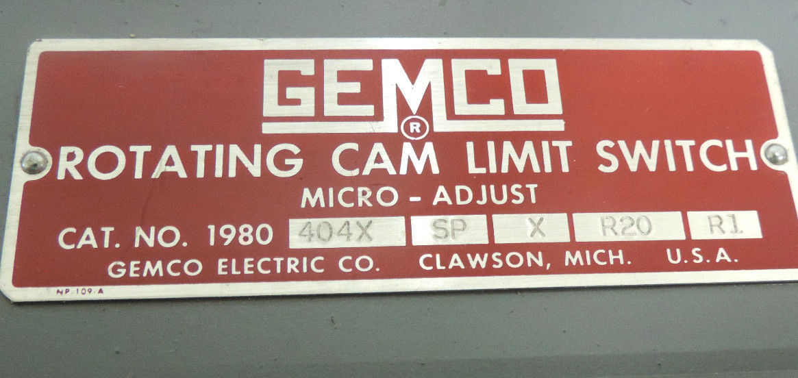 GEMCO ROTATING CAM LIMIT SWITCH 1980-404X-SP-X-R20-R1, 4-POSITION GEARED LIMIT