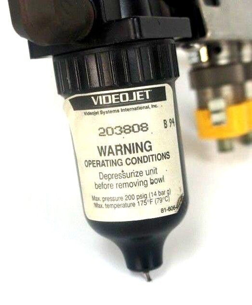 VIDEOJET 203808 FILTER ASSEMBLY FOR INKJET 200PSIG MAX PRESSURE 1/4" NPT