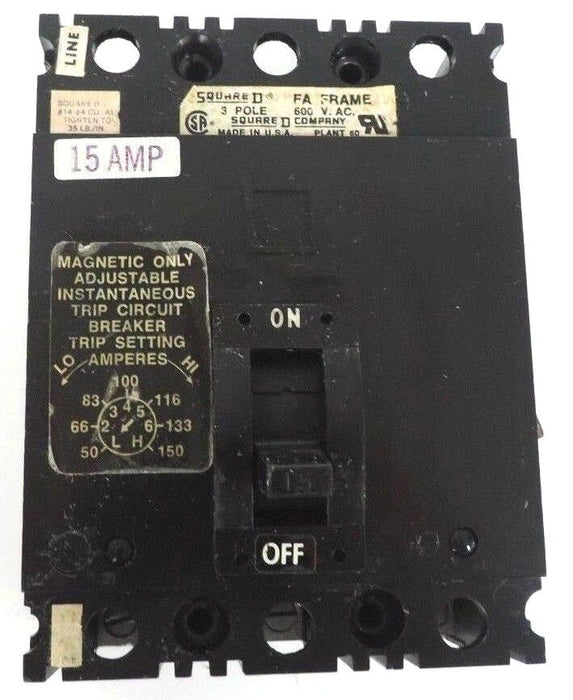 SQUARE D FAL-36015-13M CIRCUIT BREAKER FAL3601513M 3-POLE, 600 VAC, FAL3601513M