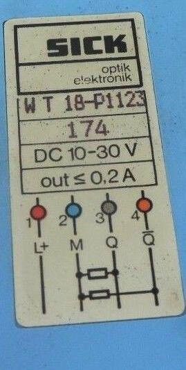 SICK OPTIC ELECTRONIC WT18-P1123 SENSOR PHOTOELECTRIC 10-30VDC, WT 18-P1123