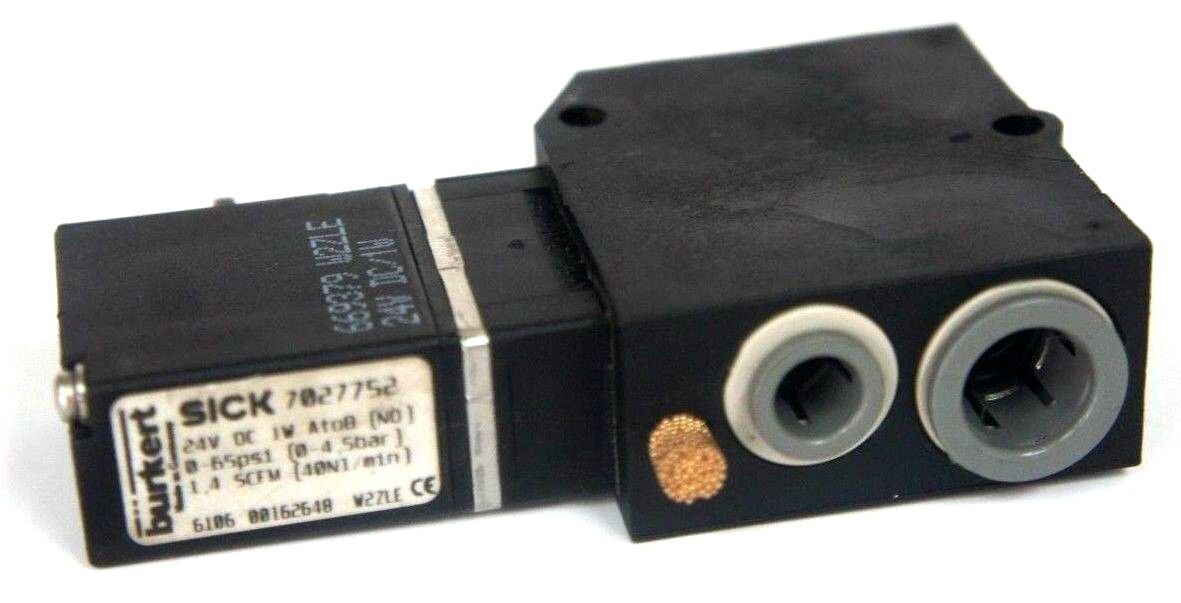 SICK OPTIC ELECTRONIC 7027752 VALVE 24VDC, 1W, 0-65PSI, 3/8" & 1/4" PORTS