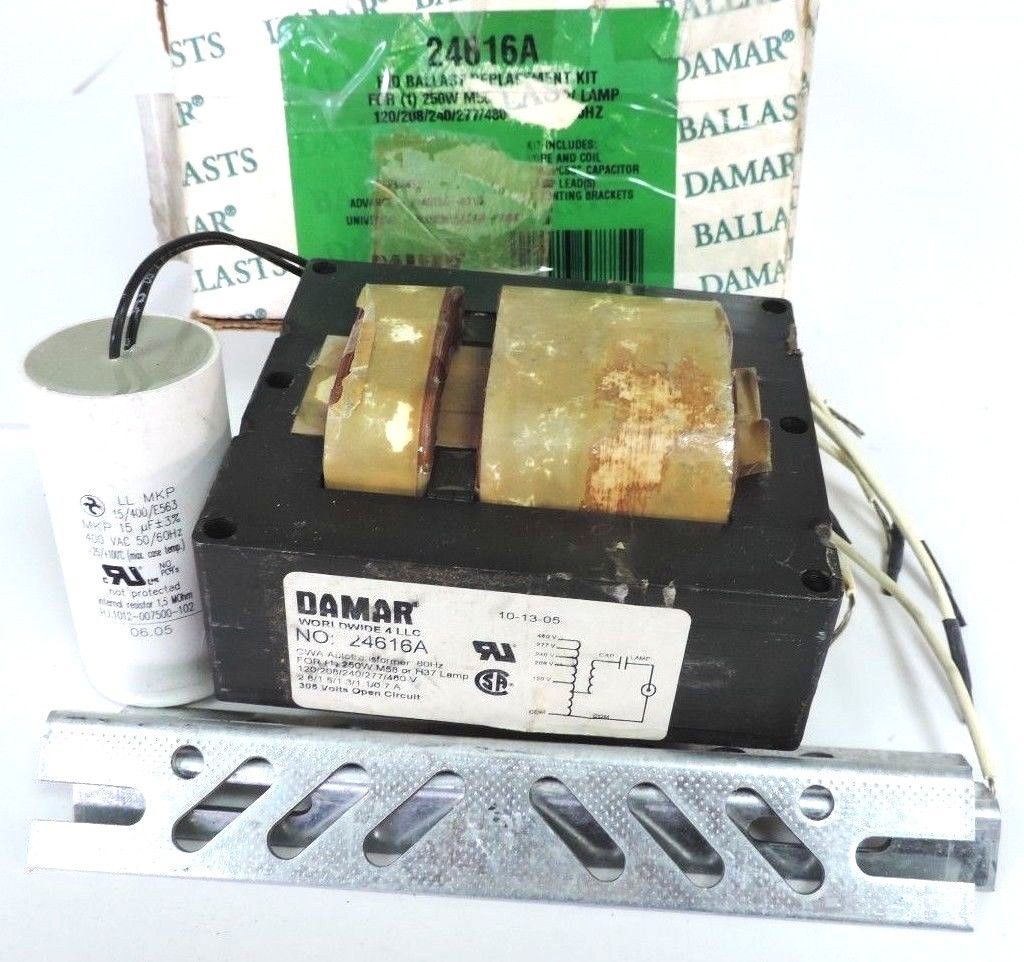 NEW DAMAR 24616A HID BALLAST, RESISTOR & MOUNTING KIT,FOR 250WMH/MV LAMP