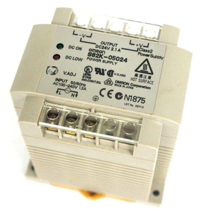 OMRON S82K-05024 POWER SUPPLY, INPUT: 100-240VAC 1.3A, OUTPUT: 24VDC 2.1A