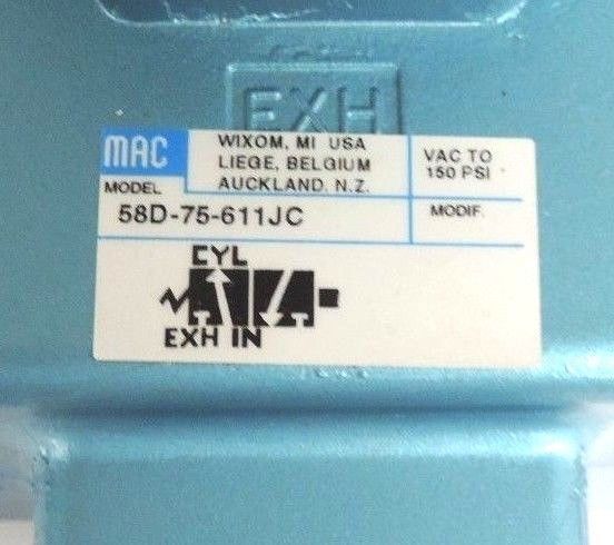 NEW MAC 58D-75-611JC SPOOL VALVE 3WAY BALANCED VAC TO 150PSI 24VDC
