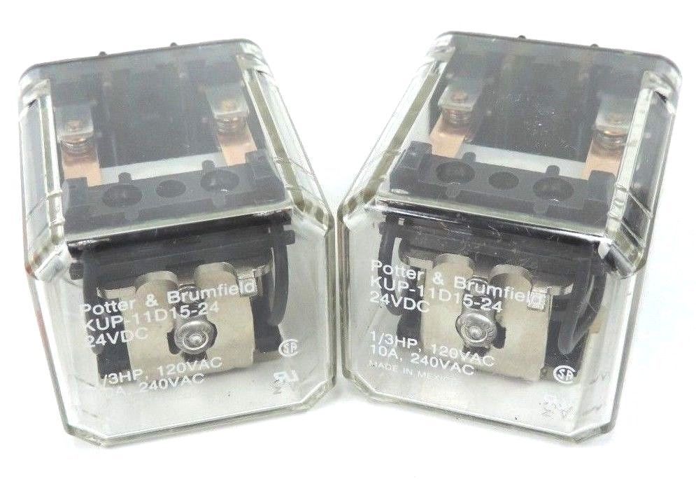 LOT OF 2 POTTER & BRUMFIELD KUP-11D15-24 RELAYS 24VDC KUP11D1524