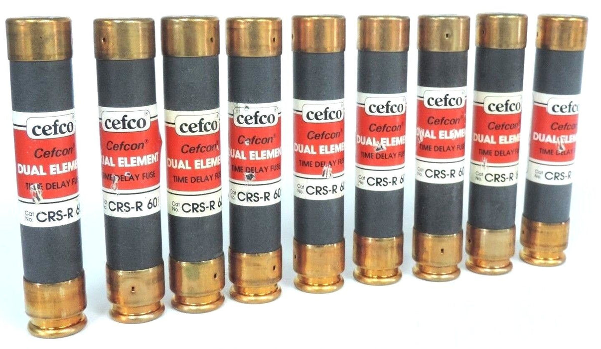 LOT OF 9 CEFCO CRS-R-60 DEFCON DUAL ELEMENT FUSES CRSR60 CLASS RK-5