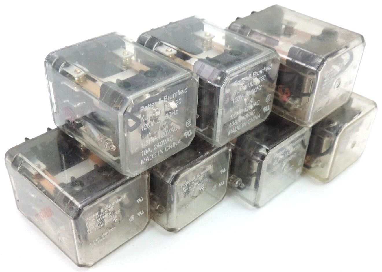 LOT OF 7 POTTER & BRUMFIELD KUP-11A35-120 RELAYS 1/3HP, 120VAC, 10A, 240VAC