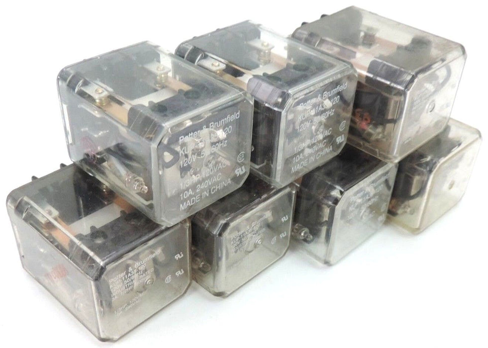 LOT OF 7 POTTER & BRUMFIELD KUP-11A35-120 RELAYS 1/3HP, 120VAC, 10A, 240VAC