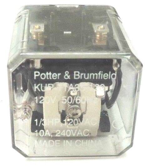 LOT OF 7 POTTER & BRUMFIELD KUP-11A35-120 RELAYS 1/3HP, 120VAC, 10A, 240VAC