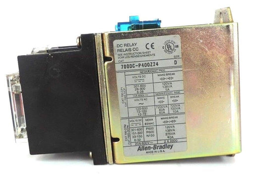 ALLEN BRADLEY 700DC-P400Z24 SER. D CONTROL RELAY TYPE P 700DCP400Z24