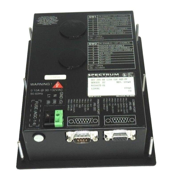 SPECTRUM CONTROLS SOI-200-AB-120A-16K-485-PP OPERATOR INTERFACE SER. D2 120 VAC