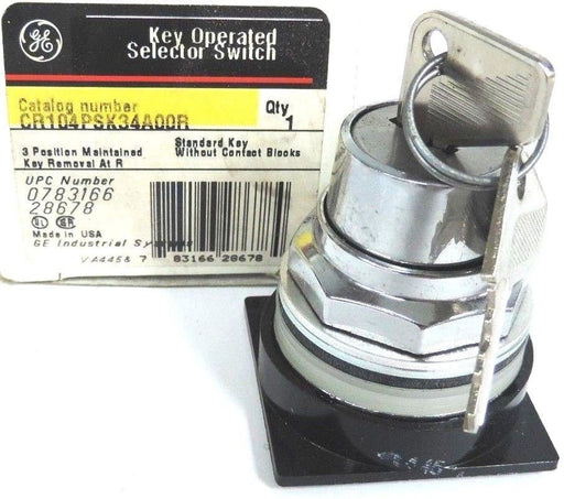 NIB GENERAL ELECTRIC CR104PSK34A00R SELECTOR SWITCH STANDARD KEY LOCK 3-POSITION