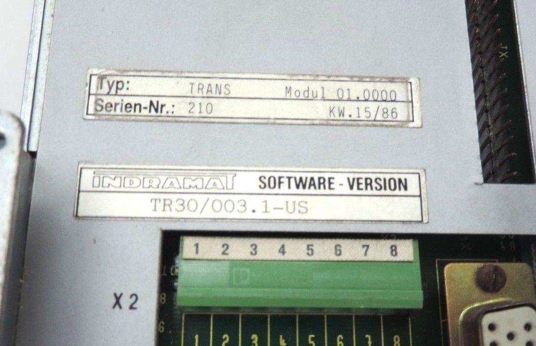 INDRAMAT TRANS 01 MODUL TRANS-01.0000 DRIVE SOFTWARE VERSION TR30/003.1-US