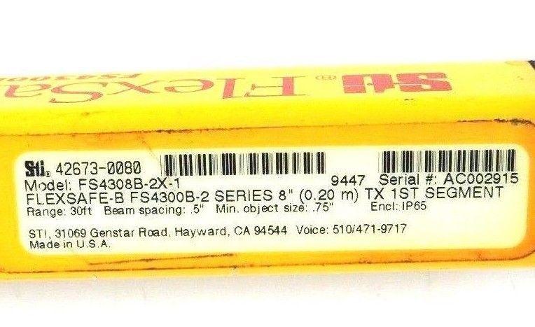 STI FLEXSAFE B FS4300B-2 8" LIGHT CURTAIN TRANSMITTER FS4308B-2X-1 42673-0080