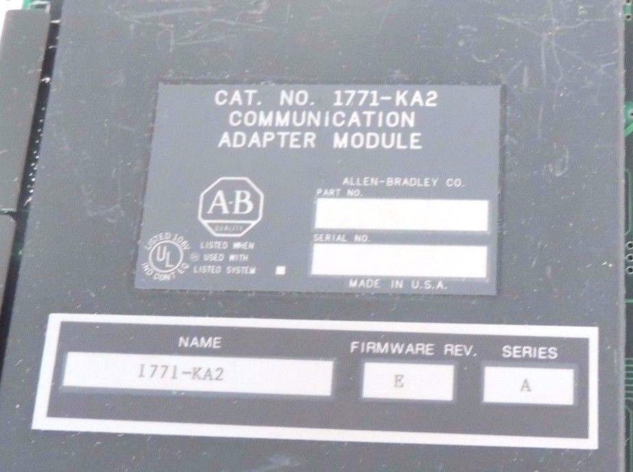 ALLEN BRADLEY 1771-KA2 COMMUNICATION ADAPTER MODULE 1771KA2 F/W REV. E SER. A