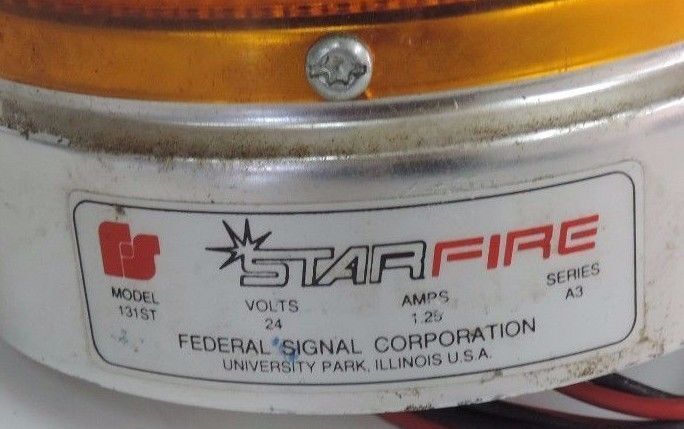 FEDERAL SIGNAL 131ST AMBER STROBE LIGHT SERIES A3 24VOLTS 1.25AMPS 131ST-24