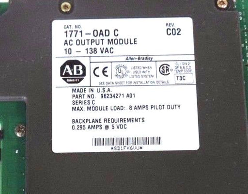 USED ALLEN BRADLEY 1771-OAD/C OUTPUT MODULE SER C REV C02 P/N 96234271 A01